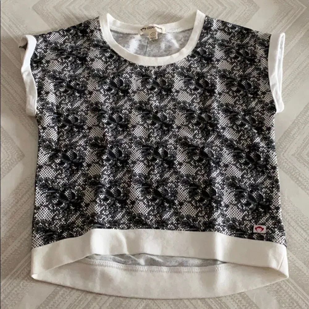 Appaman Black & White Lace Print Girls Top
